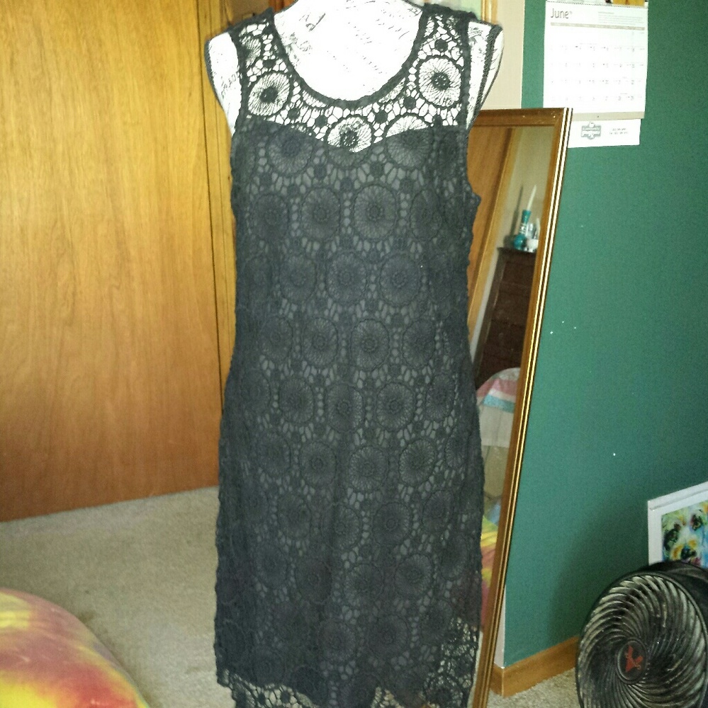 Small black crochet dress by mud pie NWT